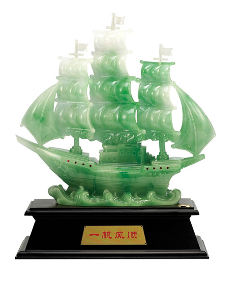 晓燕文化办公-提供开业礼品摆件YMJ　新一帆风顺　翠绿