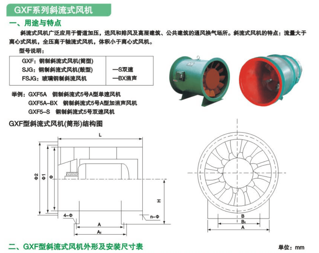 GXF系列斜流式风机