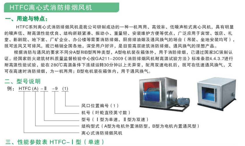 HTFC离心式消防排烟风机